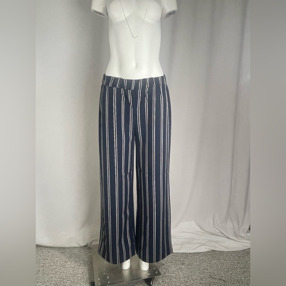 Navy blue Striped Wide-Leg Pants